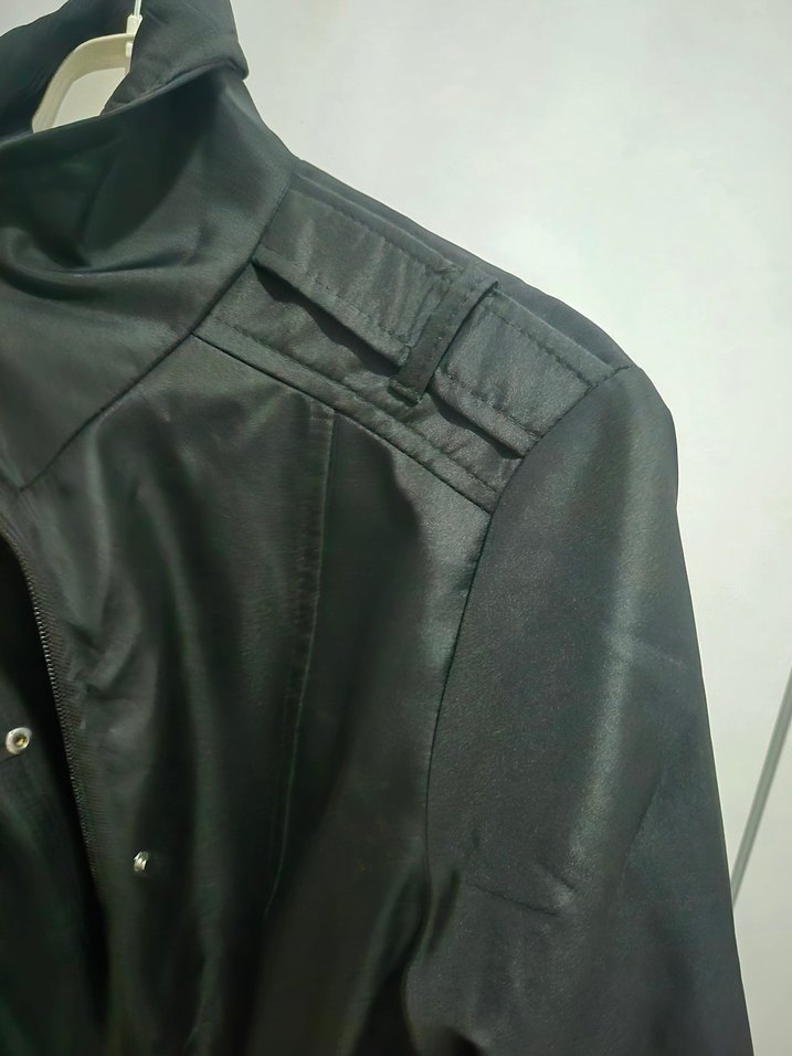 Uzun Siyah Kadın trençkot - Görsel 2