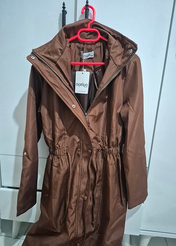 Kahverengi Uzun Kadın yağmurluk - Görsel 2