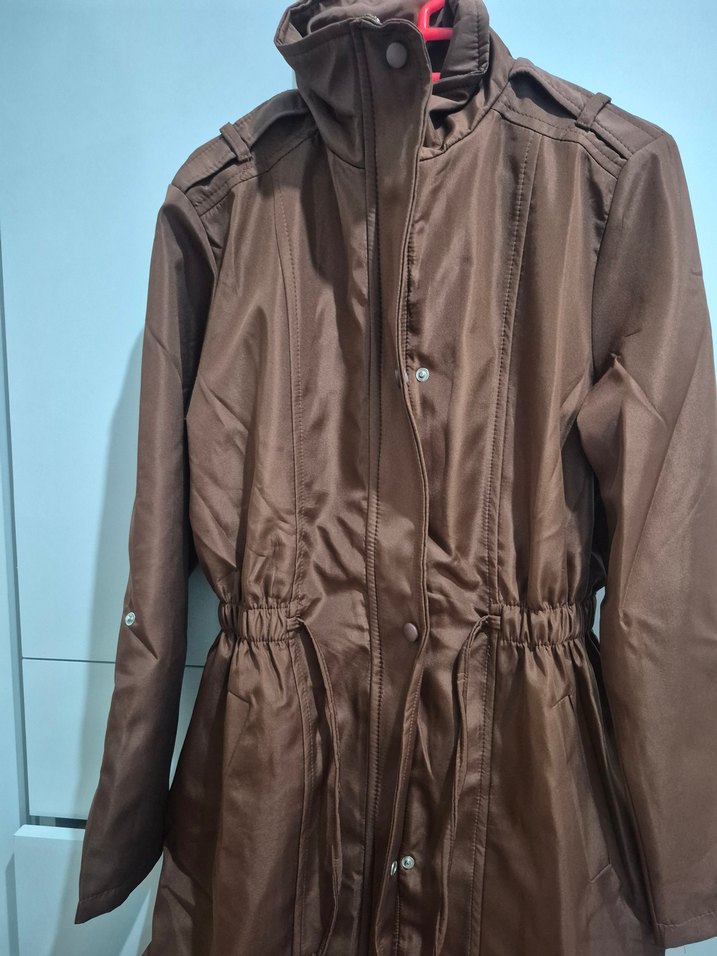 Kahverengi Uzun Kadın yağmurluk - Görsel 3