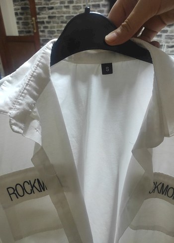 Düğmeli, Notched Yaka, Baskılı Beyaz Kadın Gömlek - Görsel 3