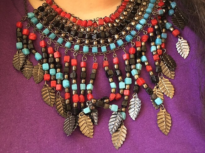 Çok renkli vintage kolye - Görsel 2