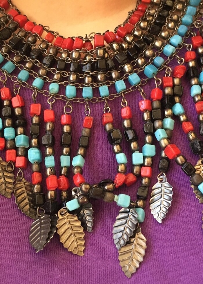 Çok renkli vintage kolye - Görsel 2