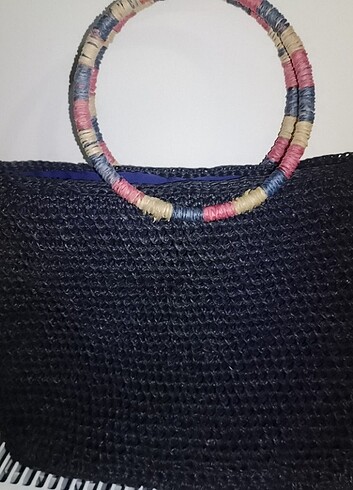 El örgüsü deri tabanlı kol çantası - Görsel 6