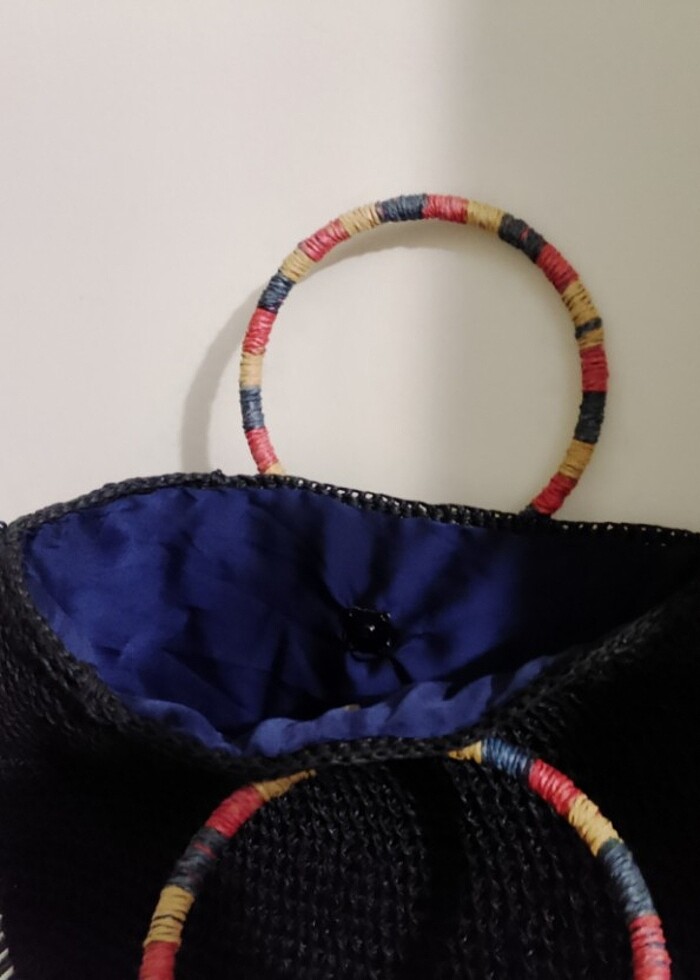 El örgüsü deri tabanlı kol çantası - Görsel 5