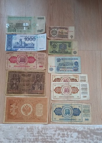 Altın Renkli Nostaljik Eski Banknot Seti
