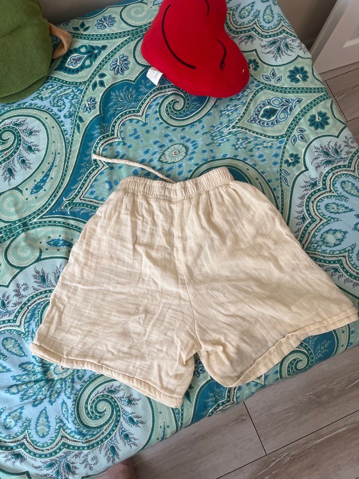 Bej Keten  Şort %100pamuk - Görsel 3