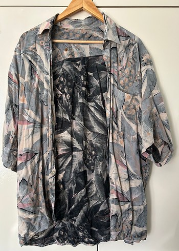 Bohem Gri Batik Desenli Gömlek