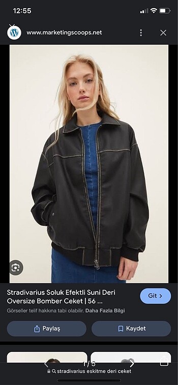Stradivarius soluk efektli oversize deri ceket