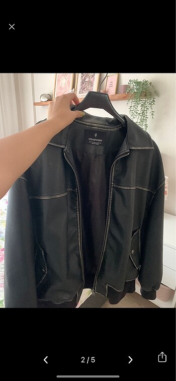 Stradivarius Stradivarius soluk efektli oversize deri ceket