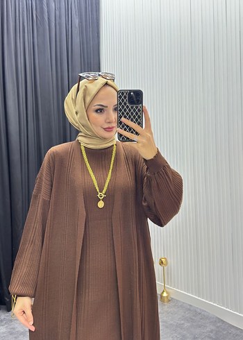 Bej Kadın Uzun Salaş Elbise - Görsel 10