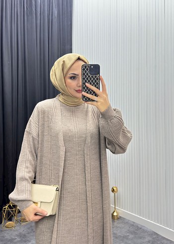 Bej Kadın Uzun Salaş Elbise - Görsel 3