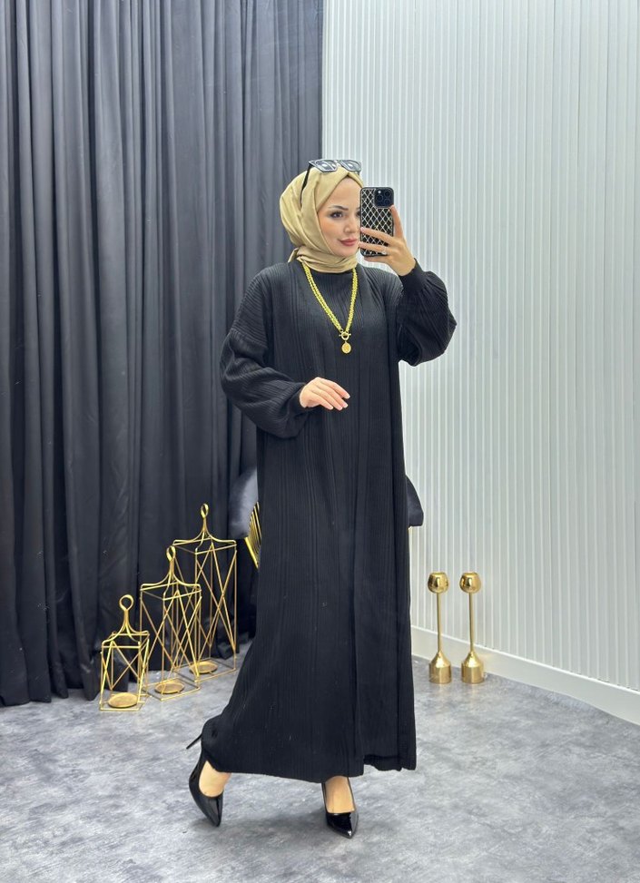 Bej Kadın Uzun Salaş Elbise - Görsel 5