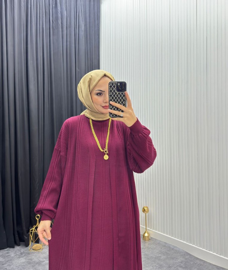 Bej Kadın Uzun Salaş Elbise - Görsel 2