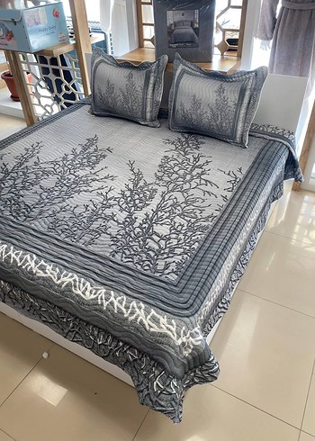 Çiçek Desenli Beyaz Yatak Örtüsü - Görsel 16