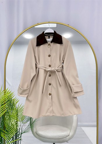 Kahverengi Süet Kemerli Mini Trençkot - Görsel 2