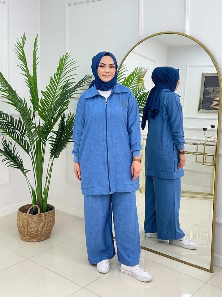 Kahverengi Etnik Desenli Kadın Takım - Görsel 2