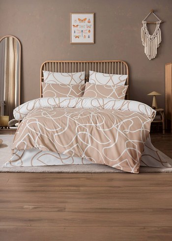 Forhome Arina Desenli Gri Kahverengi Nevresim Takımı - Görsel 10