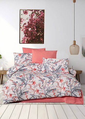 Forhome Arina Desenli Gri Kahverengi Nevresim Takımı - Görsel 5