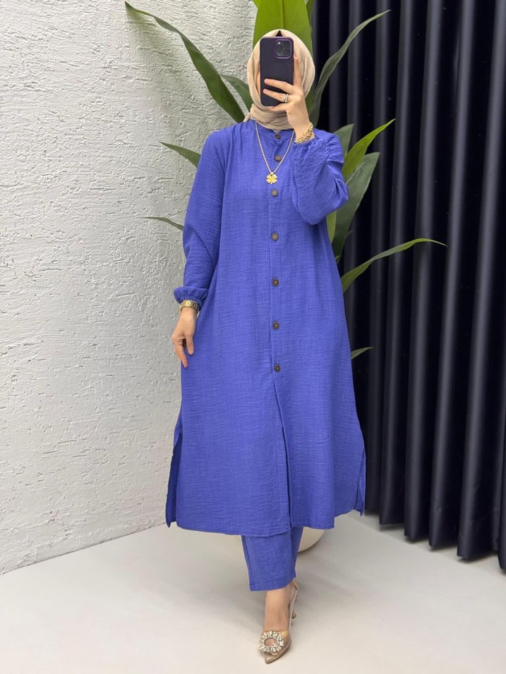 Yeşil Uzun Keten Kadın Takım - Görsel 3