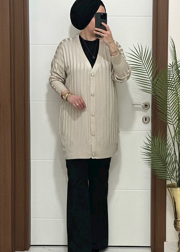 Kadın Haki Düğmeli Triko Hırka - Görsel 6