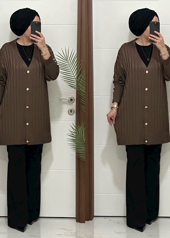 Kadın Haki Düğmeli Triko Hırka - Görsel 10