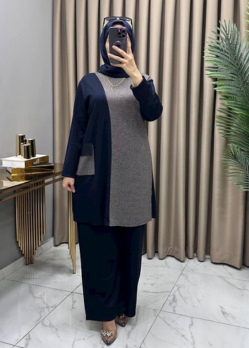 Siyah Gri Uzun Kollu Kadın Takım Elbise - Görsel 3