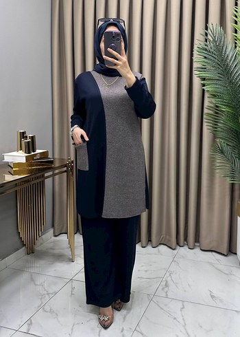 Siyah Gri Uzun Kollu Kadın Takım Elbise - Görsel 5