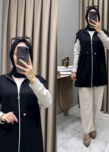 Kadın Haki Uzun Fermuarlı Kolsuz Tunik - Görsel 4