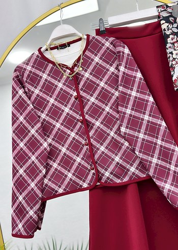 Düğmeli Kareli Kadın Bluz, Uzun Kollu, Çok Renkli - Görsel 2