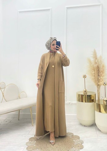 Gri Uzun Kollu Salaş Kadın Elbise - Görsel 3