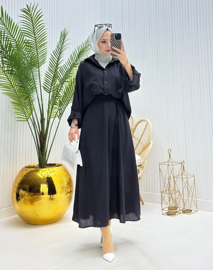 Siyah Uzun Salaş Kadın Elbise - Görsel 4