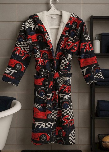 Renkli Baskılı Erkek Çocuk Bornoz - Görsel 2