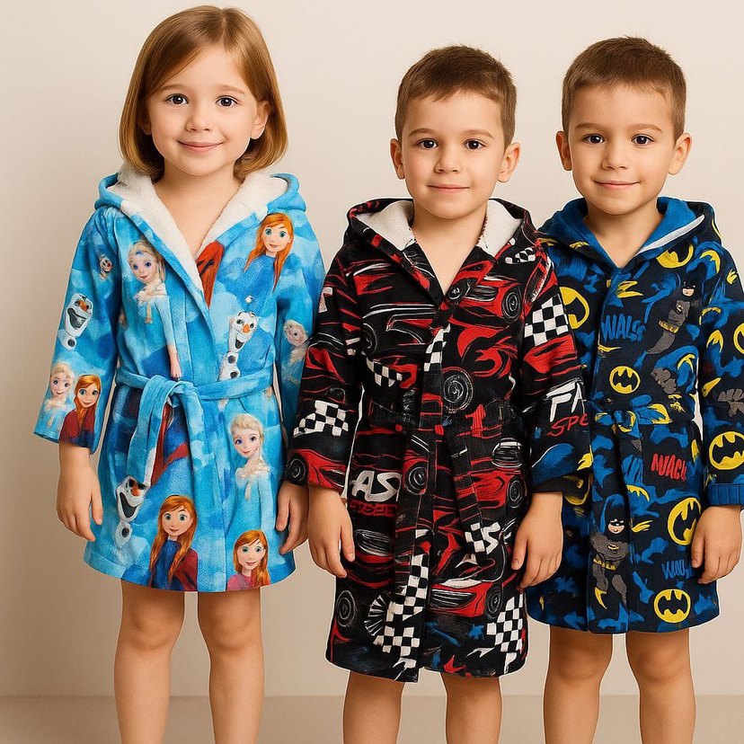 Renkli Baskılı Erkek Çocuk Bornoz - Görsel 4