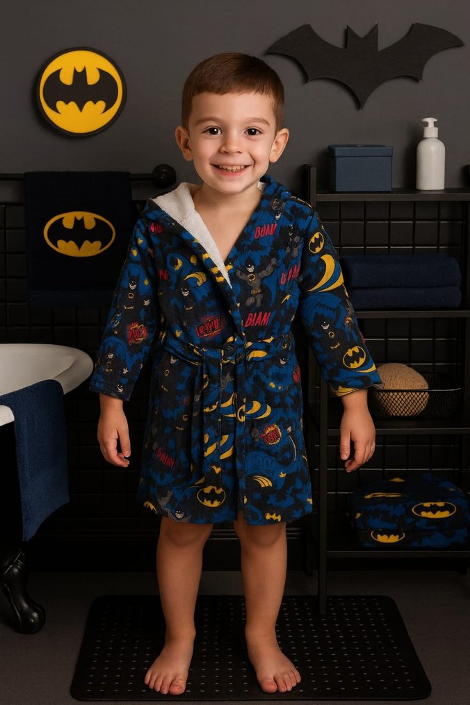 Renkli Baskılı Erkek Çocuk Bornoz - Görsel 3