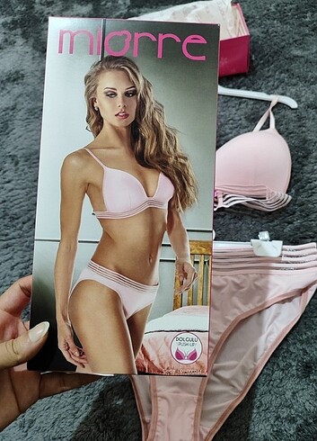 Miorre Miorre Push-Up Dolgulu Pink Line Üçgen Sütyen Takım