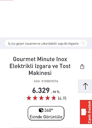  Beden Renk Tefal Gourmet Minute Inox Elektrikli Izgara ve Tost Makinesi