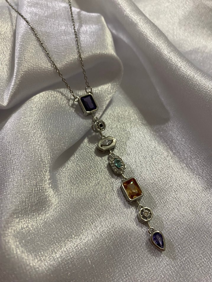 Renkli Taşlı Y Kolye - Görsel 2