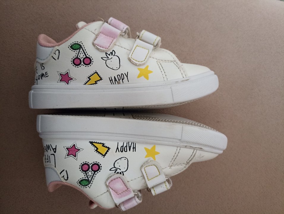 Kız Çocuk Beyaz Cırt Cırtlı Sneaker - Görsel 2