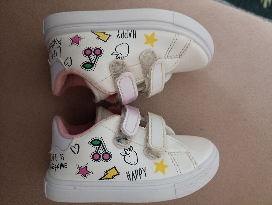 Kız Çocuk Beyaz Cırt Cırtlı Sneaker - Görsel 3