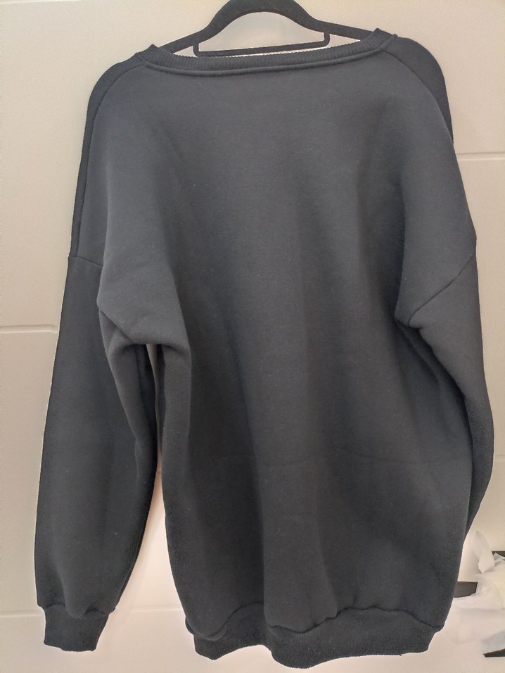 Siyah Kadın Oversize Sweatshirt - FLAMME - Görsel 2