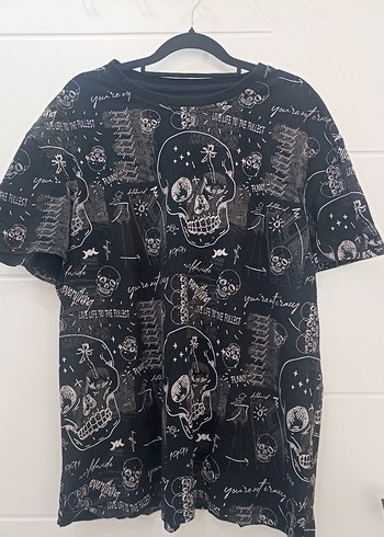 Erkek Siyah Kuru Kafalı Baskılı Tişört - Görsel 2