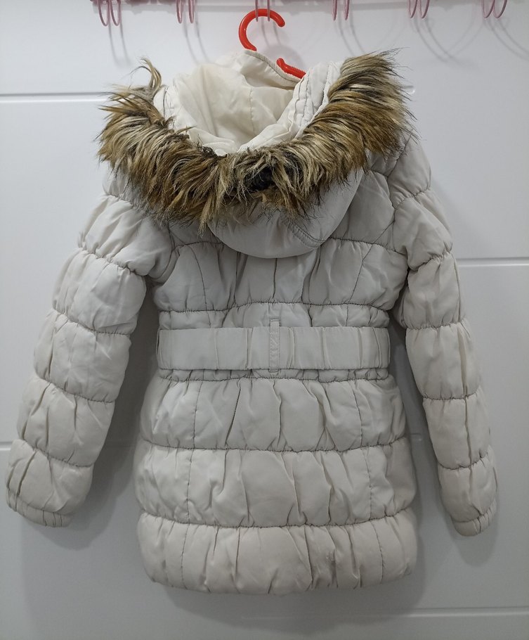 Kemerli Ekru Kız Çocuk Mont - Görsel 2