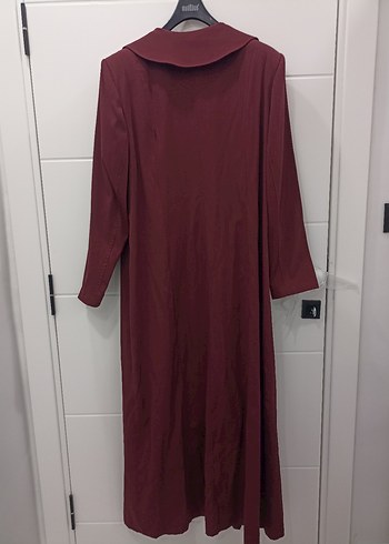 Bordo Süet Uzun Kadın pardesü - Görsel 2