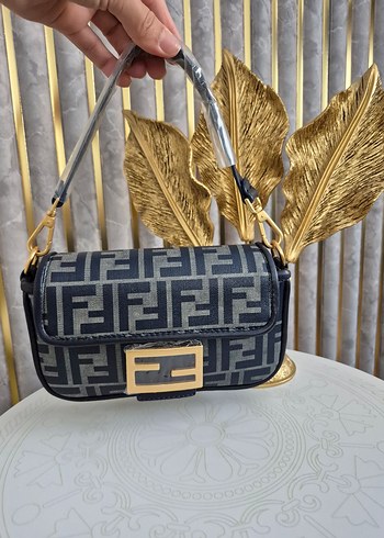 Fendi Tokalı Gri Lacivert Çanta - Görsel 6