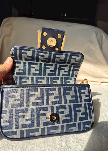 Kadın Mavi  Baskılı  Fendi Tokalı Çanta - Görsel 9