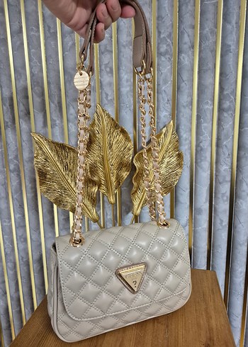 Guess Bej Deri Kemerli Kadın Çanta - Görsel 4