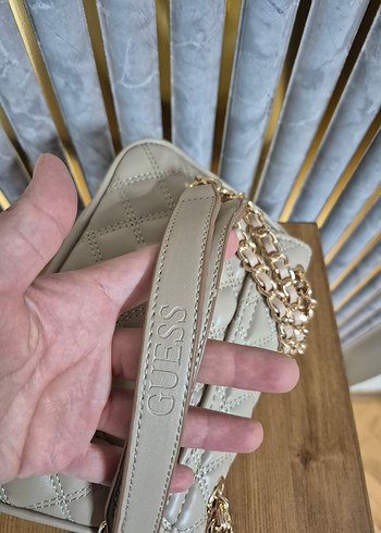 Guess Bej Deri Kemerli Kadın Çanta - Görsel 9