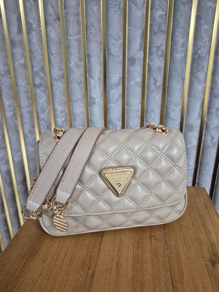 Guess Bej Deri Kemerli Kadın Çanta - Görsel 3