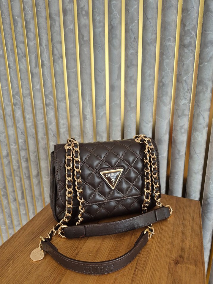 Guess Kahverengi  zincir Detaylı Deri Kadın Çanta - Görsel 2