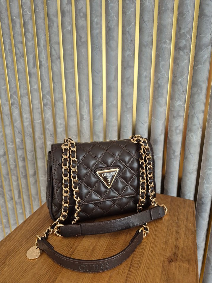 Guess Kahverengi  zincir Detaylı Deri Kadın Çanta - Görsel 3